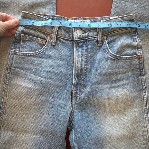 Lucky Brand Straight Leg Cuff Patchwork High Rise Jeans 00/24 Vintage Wash - Picture 7 of 9